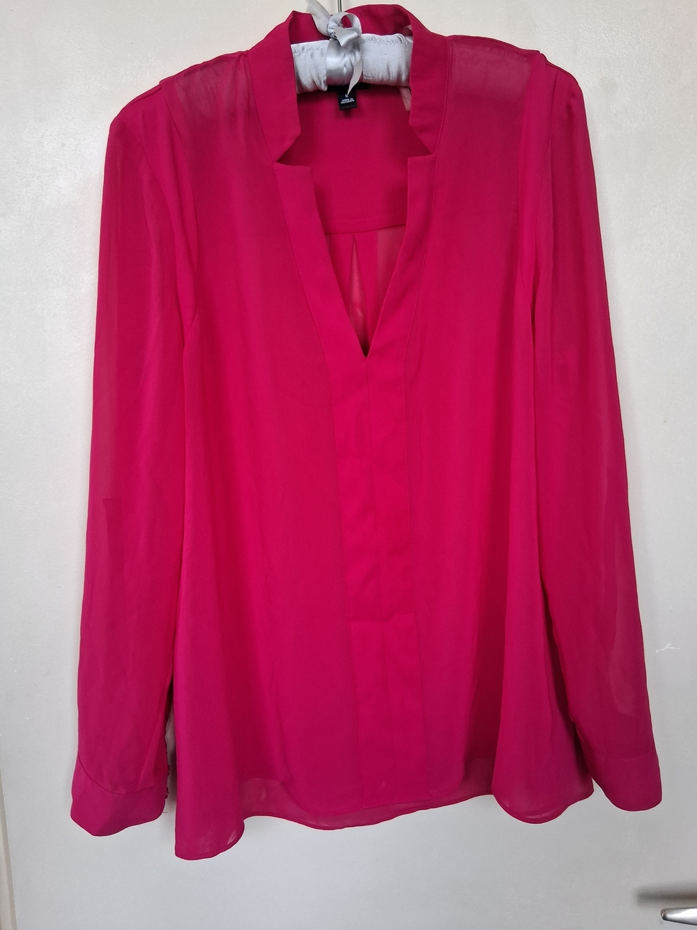 Nicole MILLER Hot Pink V-Neck Long Sleeve Blouse
